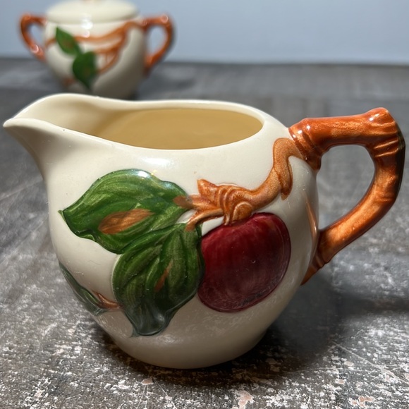 Vintage 70s Franciscan APPLE Sugar Bowl & Creamer Salt & Pepper Shakers Set Rare - Picture 6 of 13